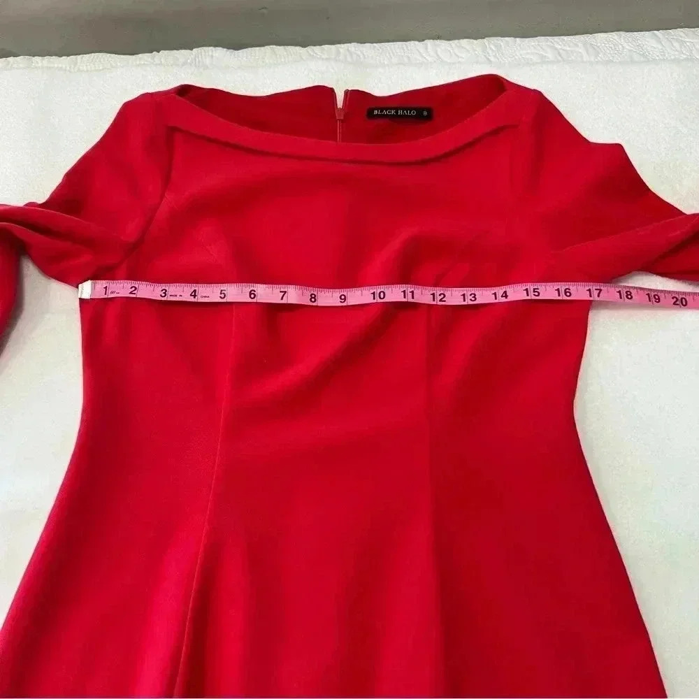 Black Halo Petal Sleeve Dress in Chic Red,‎ Size 8 - Picture 11 of 14